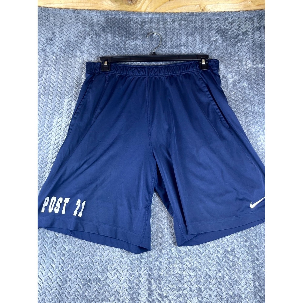 Nike Dri Fit Training Shorts Mens XL Blue Elastic Waist Performance Swoosh Logo